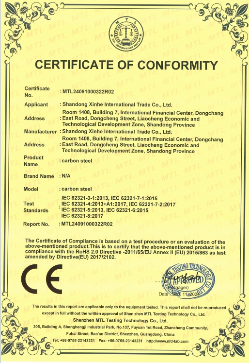 Shandong Xinhe International Trade Co., Ltdcertification