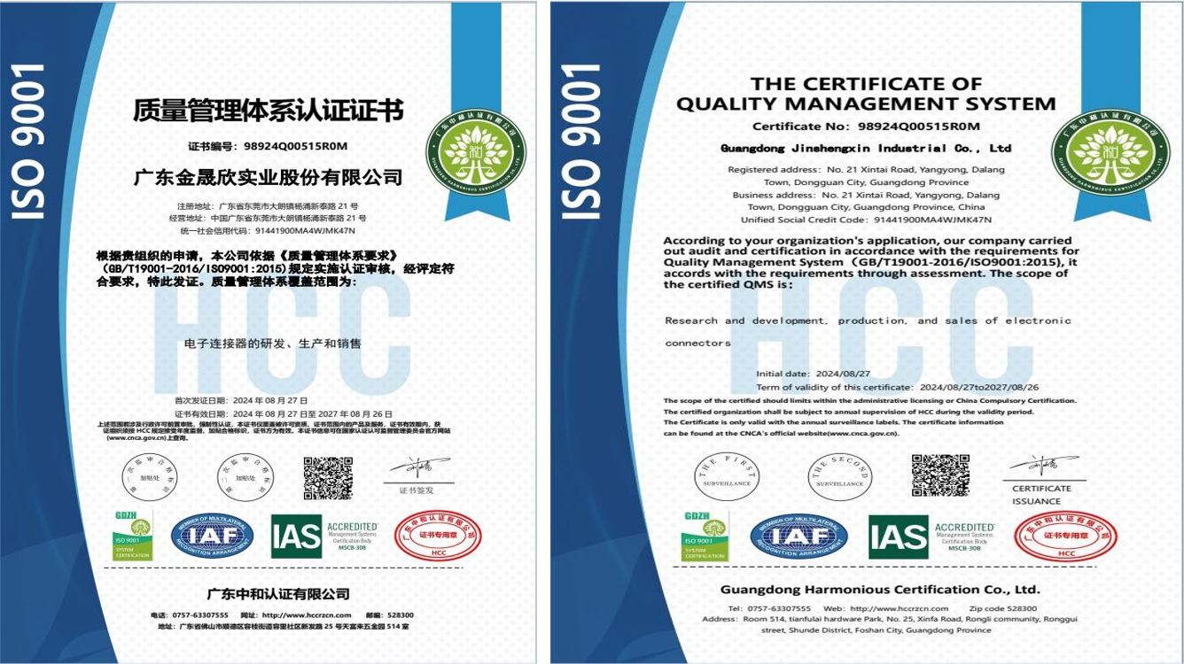 Guangdong Jinshengxin Industrial Co., Ltd.certification