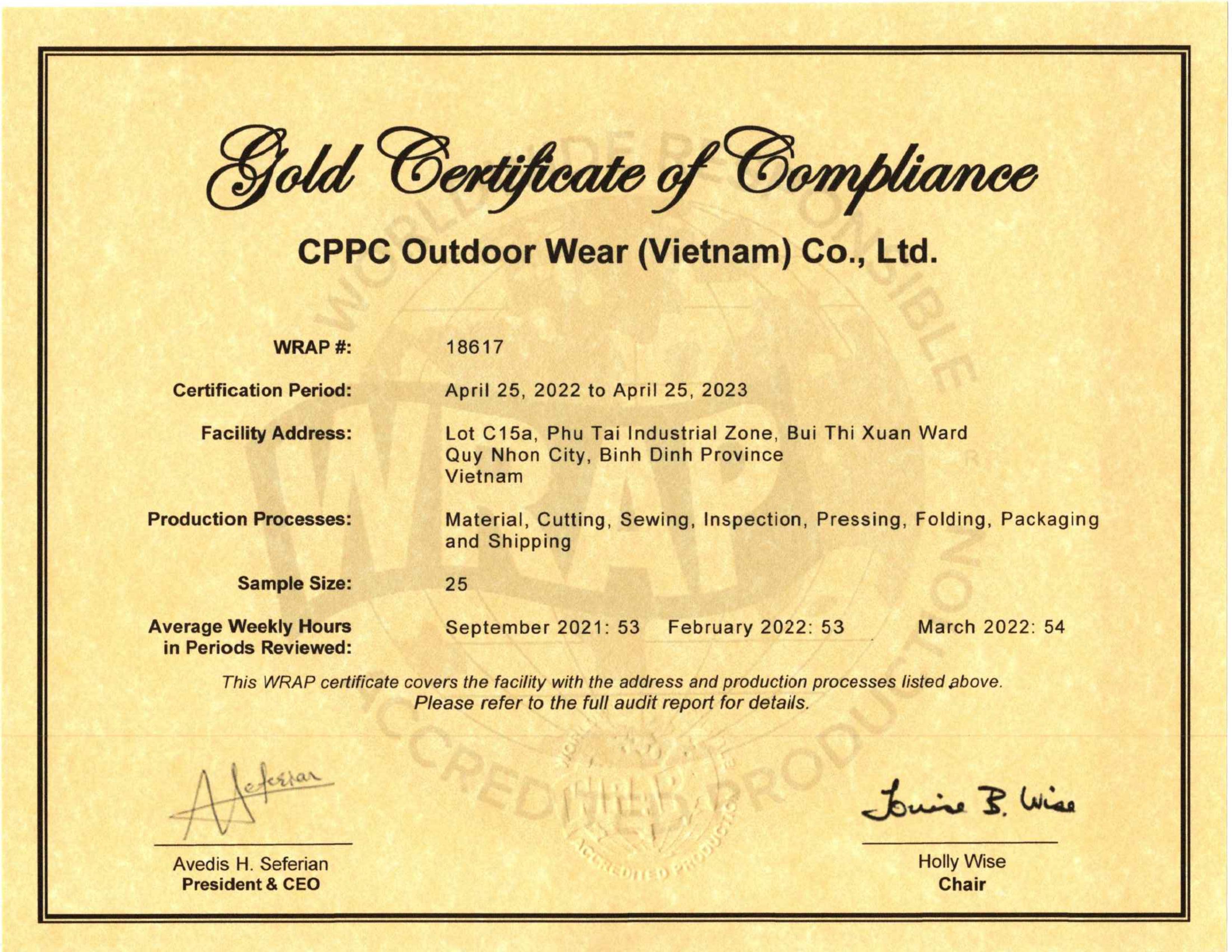 About CPPC Outdoor Wear (Vietnam) Co.,Ltd, Company Information