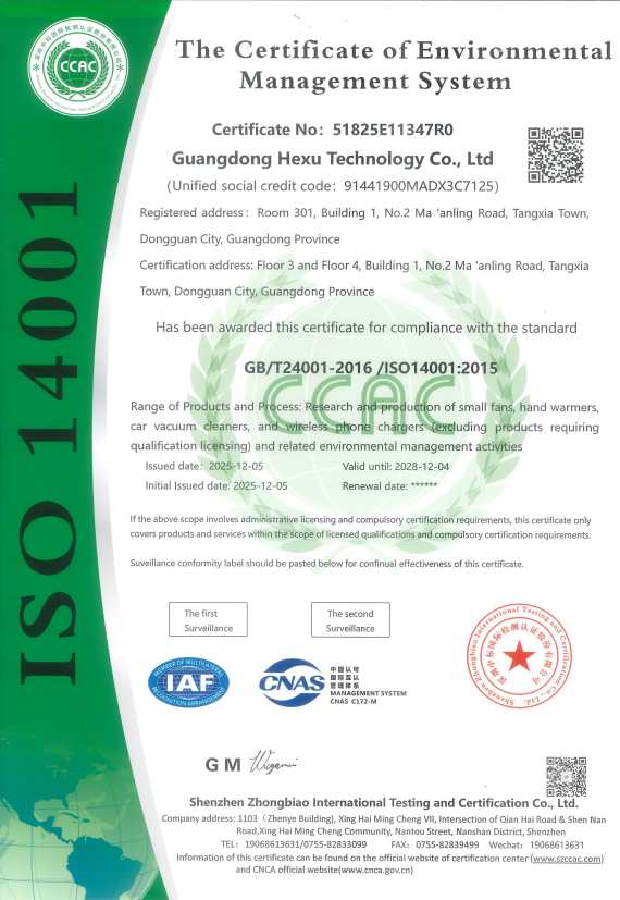 Guangdong Hexu Technology Co., Ltd.certification