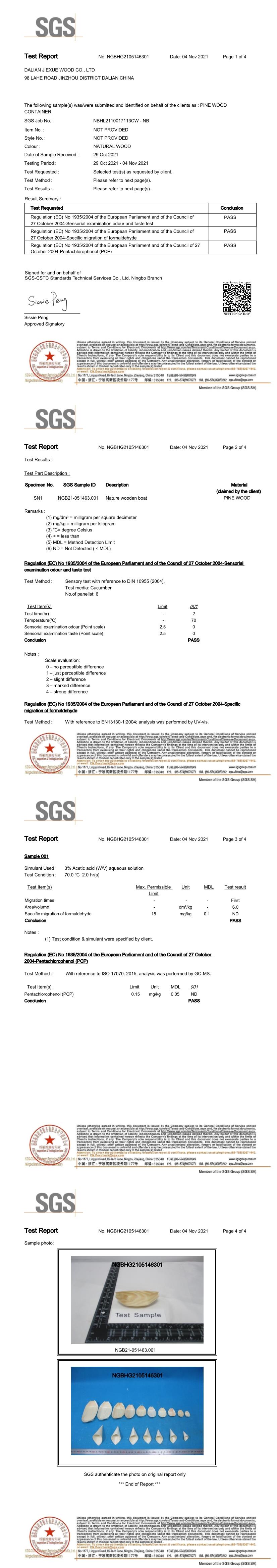 Dalian JieXue Wood Co. Ltdcertification