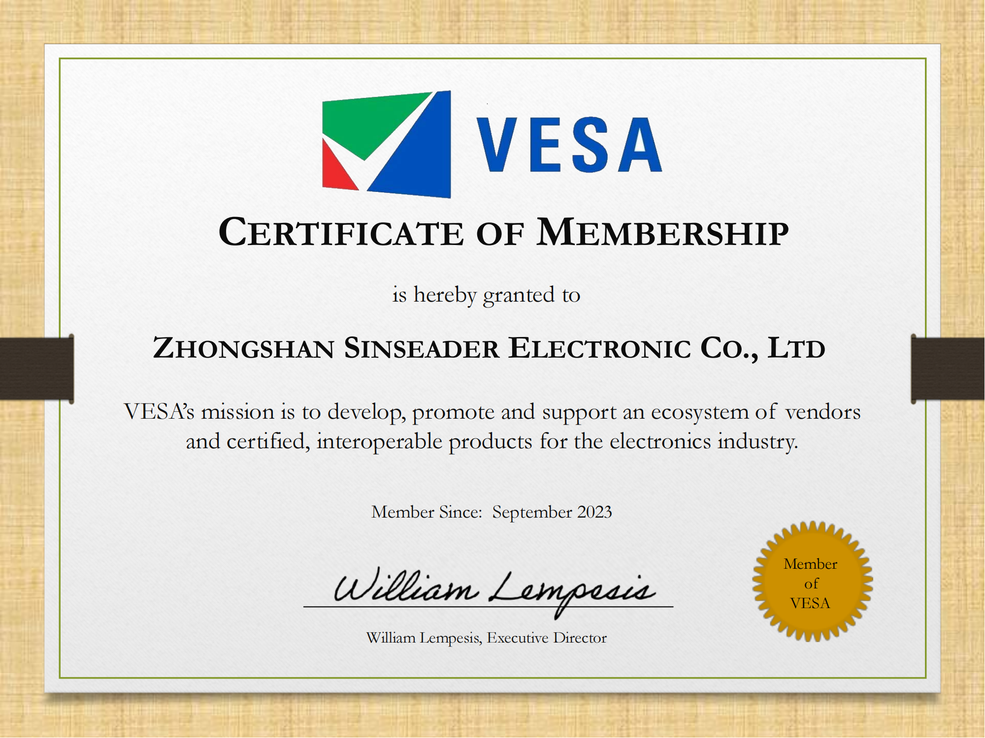 Zhongshan Sinseader Electronic Co.,Ltdcertification