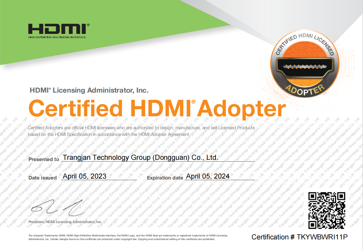 Dongguan Trangjan Industrial Co.,Ltdcertification