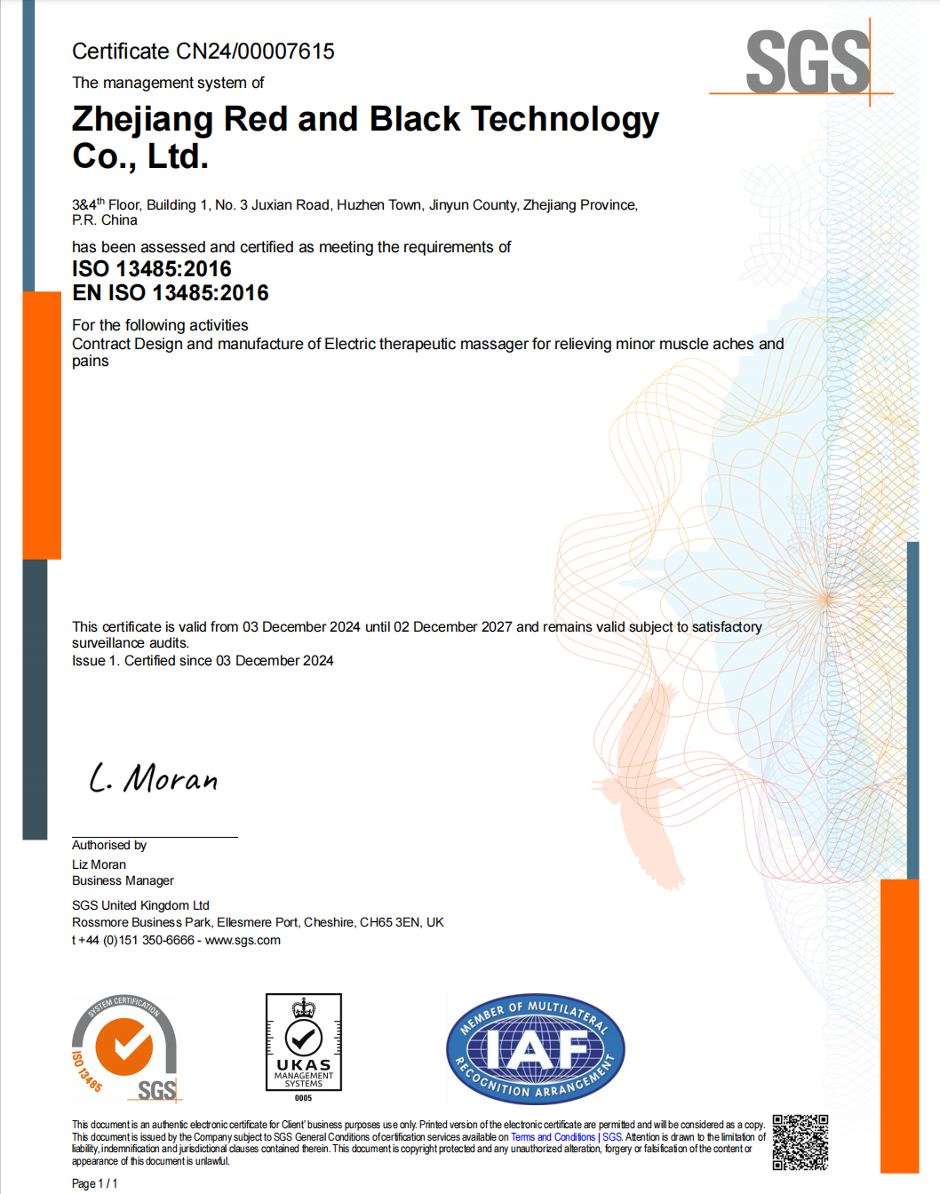 Zhejiang Red and Black Technology Co., Ltdcertification