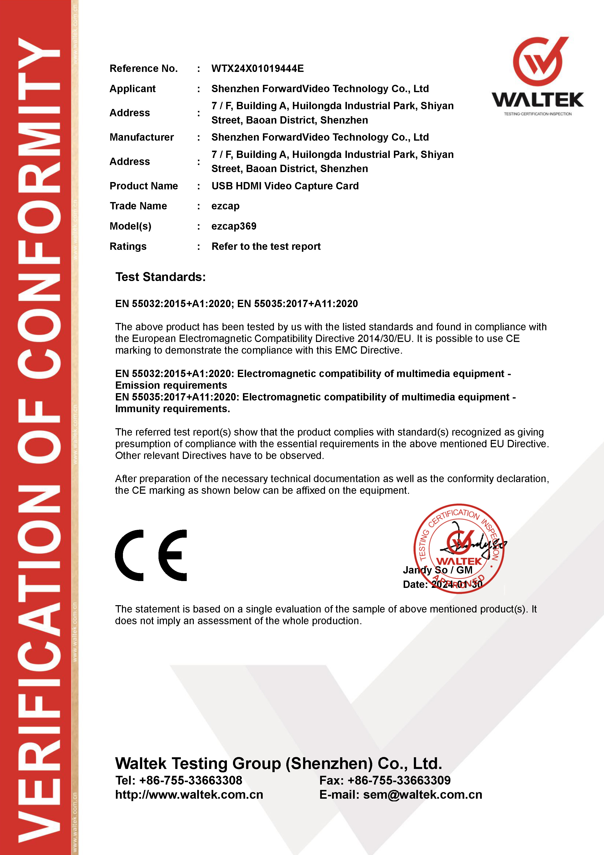 Shenzhen ForwardVideo Technology Co.,Ltdcertification