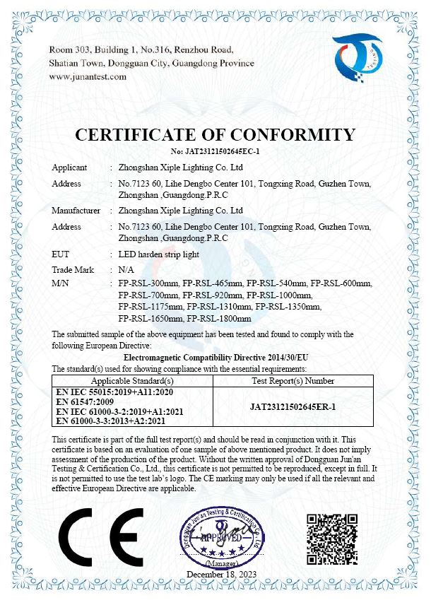 First electronic Industrial (Zhongshan) Ltdcertification
