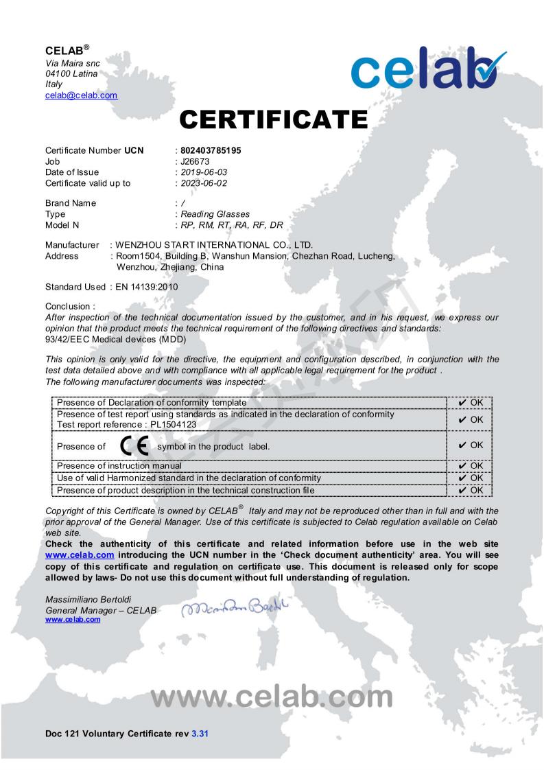 Start optical (HK) limitedcertification