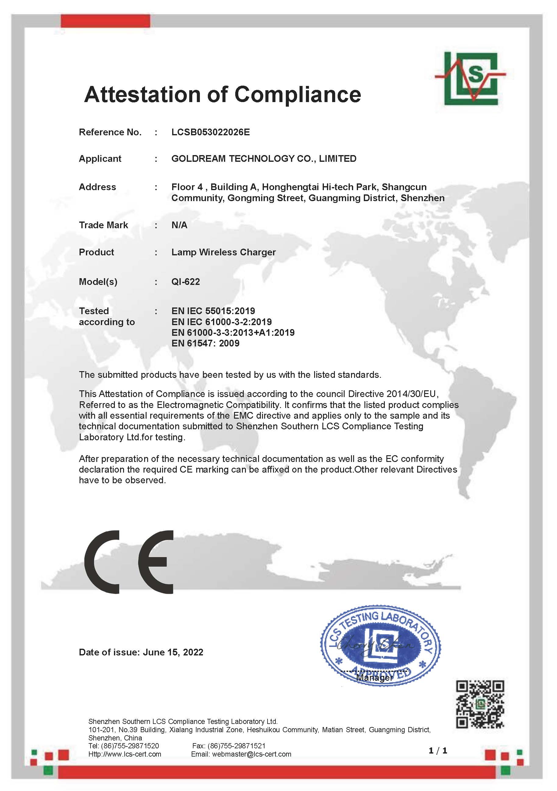 Shenzhen Goldream Technology Co., Limitedcertification