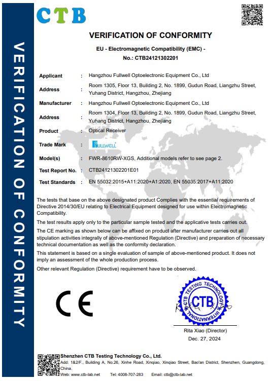 Hangzhou Fullwell Optoelectronic Equipment Co. Ltdcertification