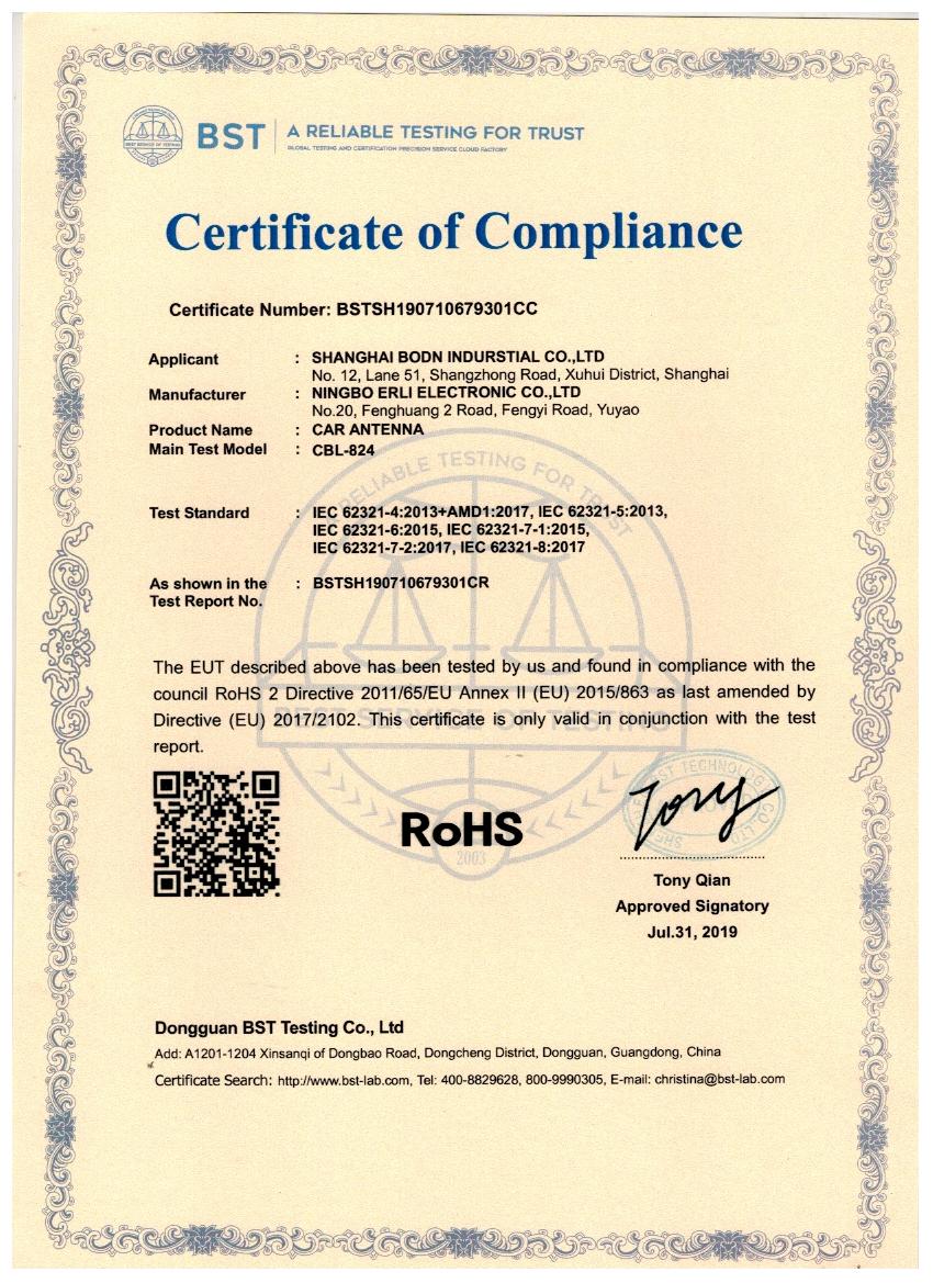 Shanghai Bodn Industrial Co. Ltdcertification