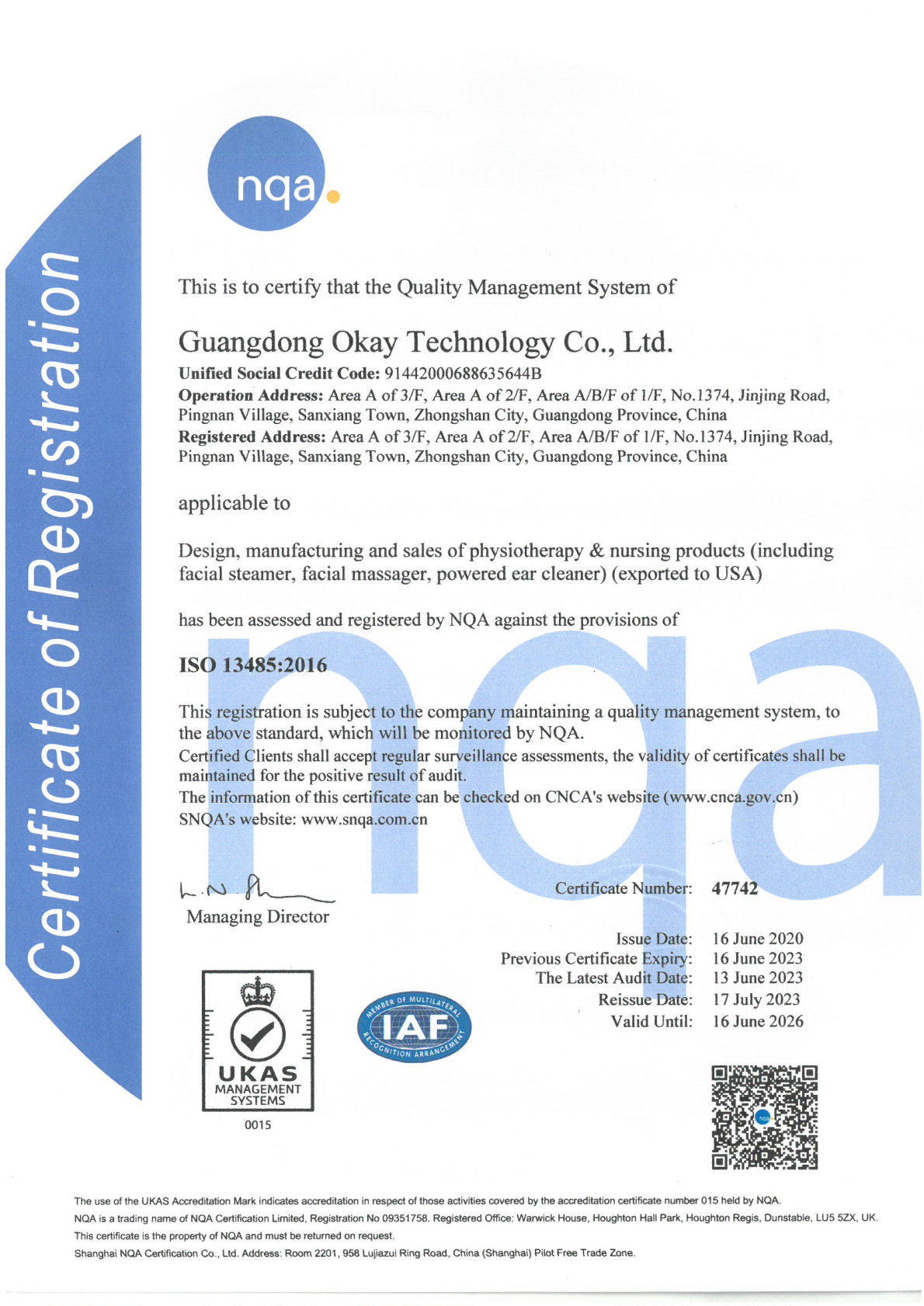 Guangdong Okay Technology Co., Ltdcertification