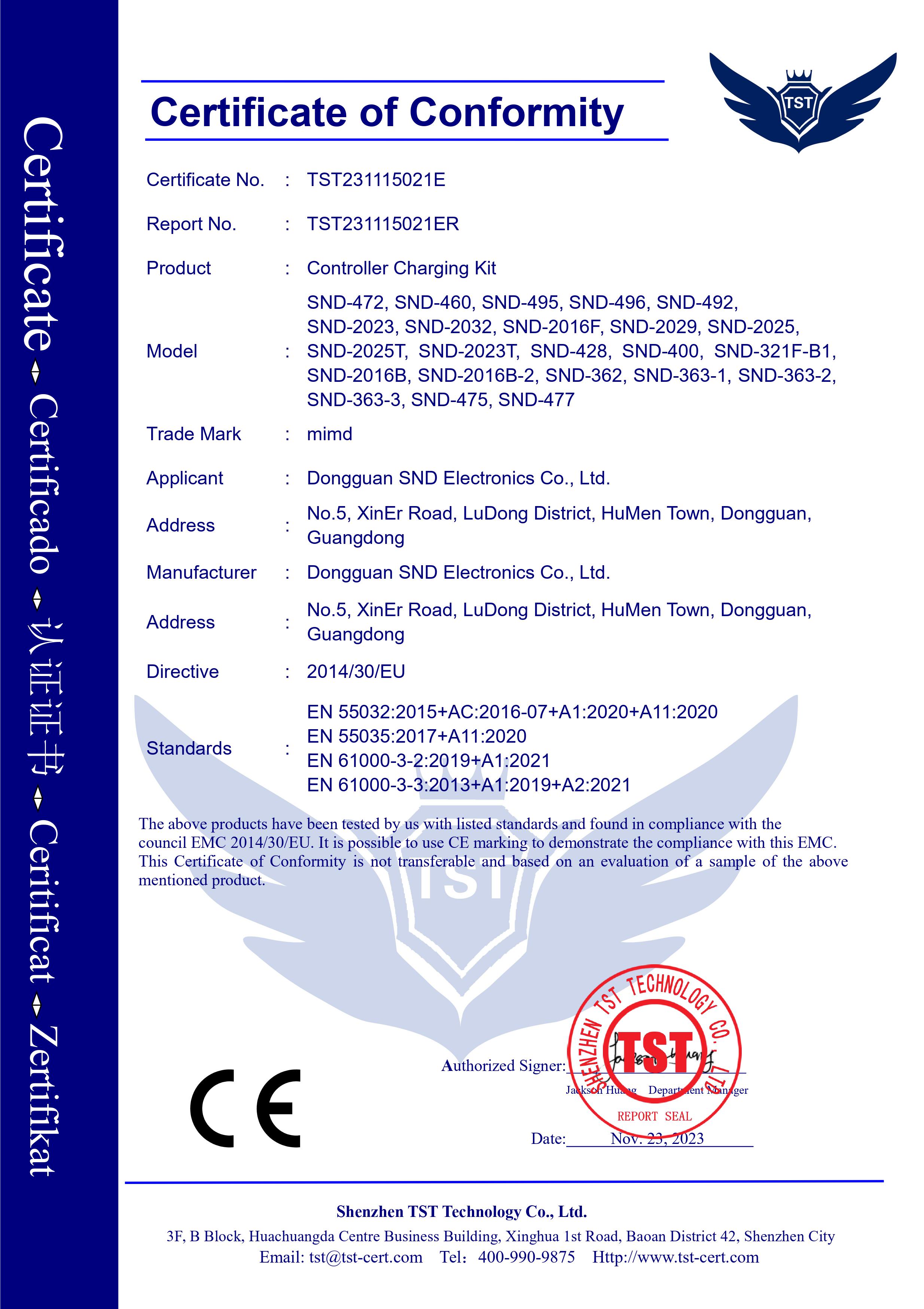Dongguan Snd Electronics Co., Ltd.certification