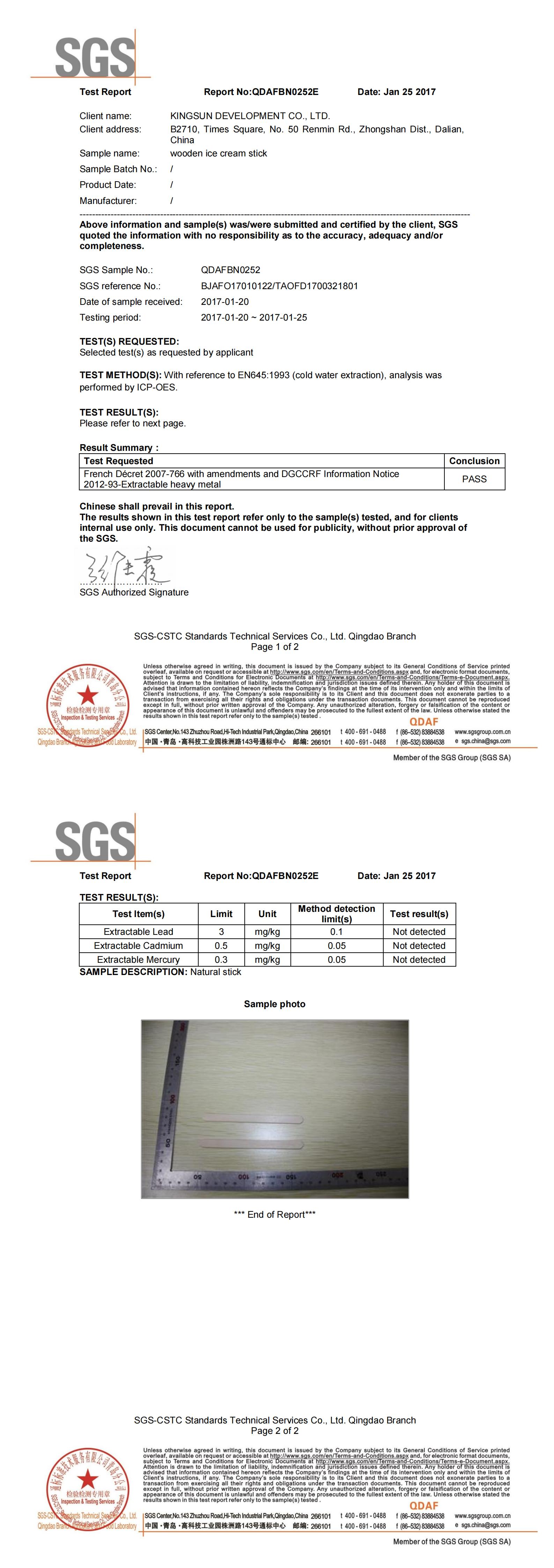 Kingsun Development Co., Ltdcertification