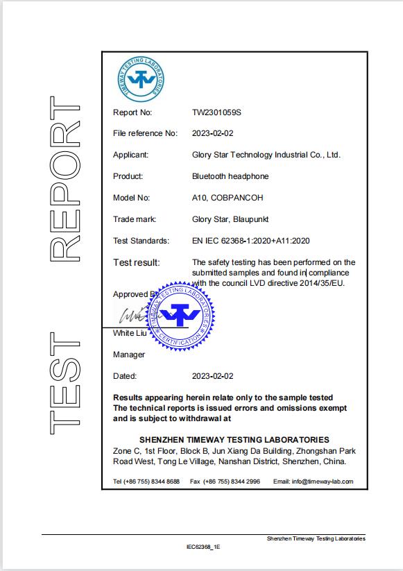 Glory Star Technology Industrial Co. Limitedcertification