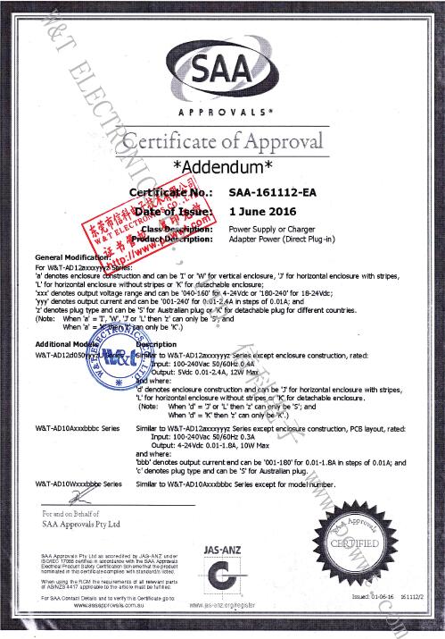 W&T Electronics Co. Ltdcertification