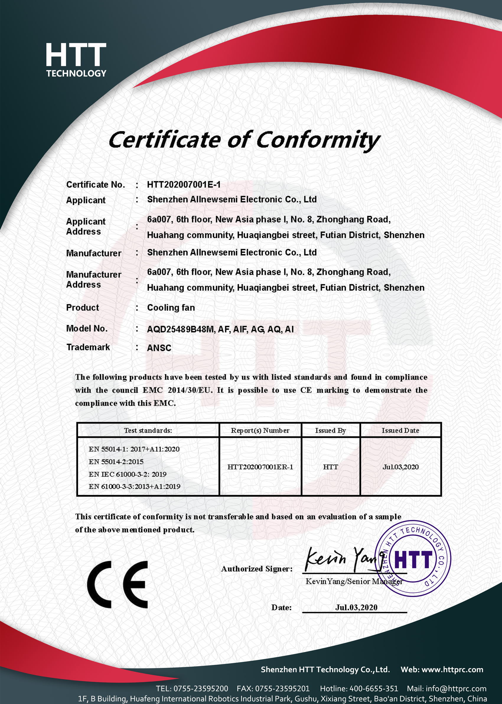 ALL NEW SEMI ELECTRONIC CO., LIMITEDcertification