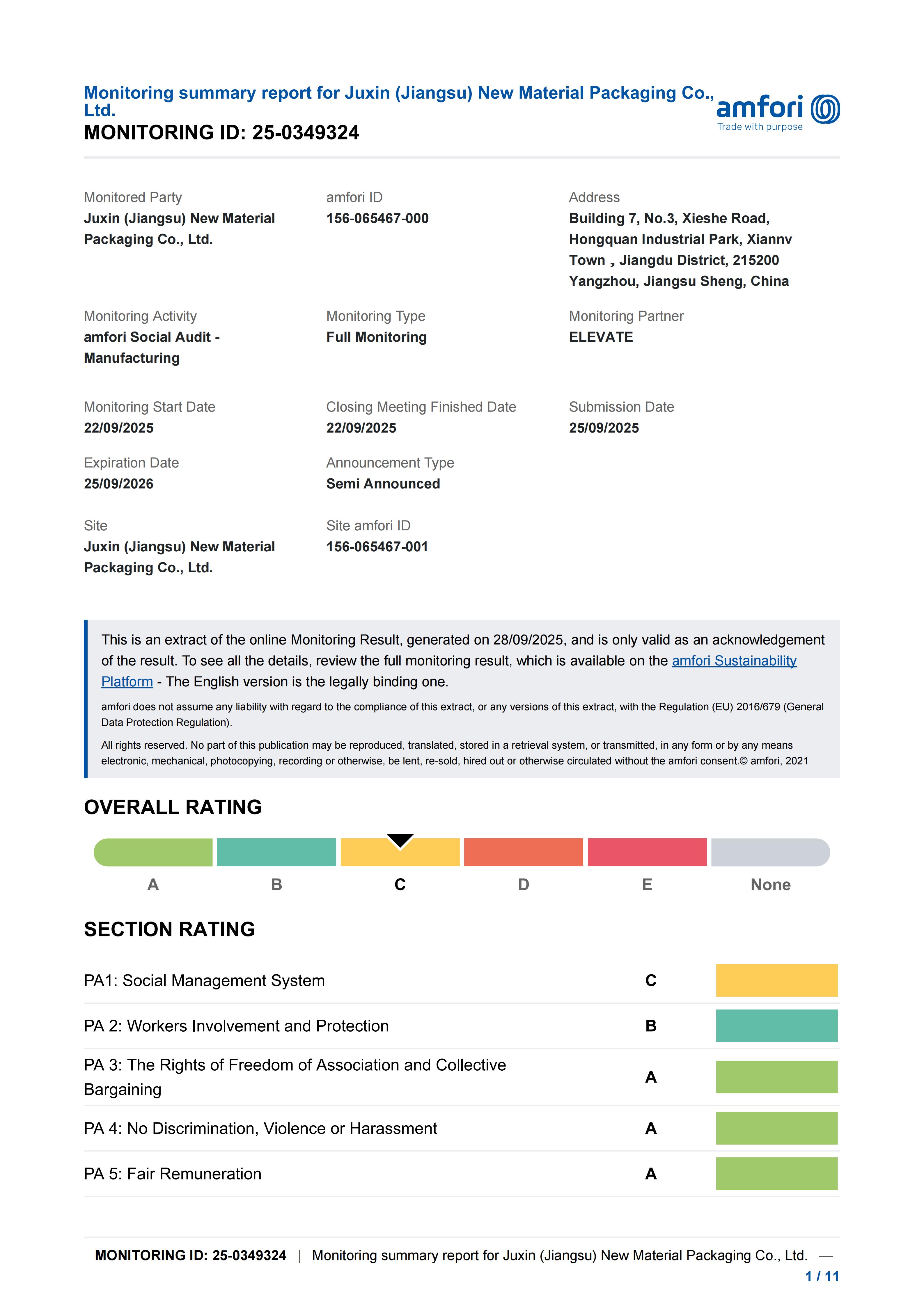 Juxin (Jiangsu) New Material Packaging Co., Ltdcertification
