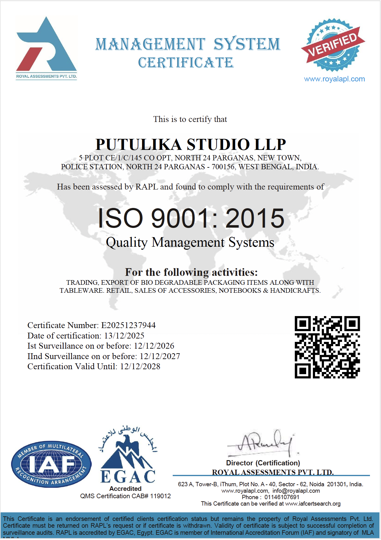 Putulika Studio LLPcertification