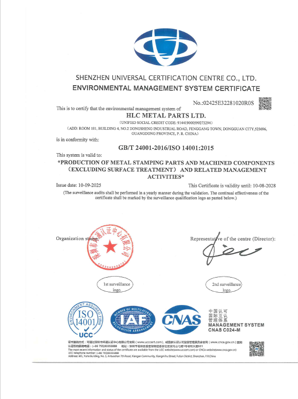 HLC Metal Parts Ltdcertification