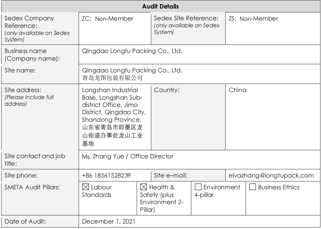 Qingdao Longtu Packaging Co. Ltdcertification