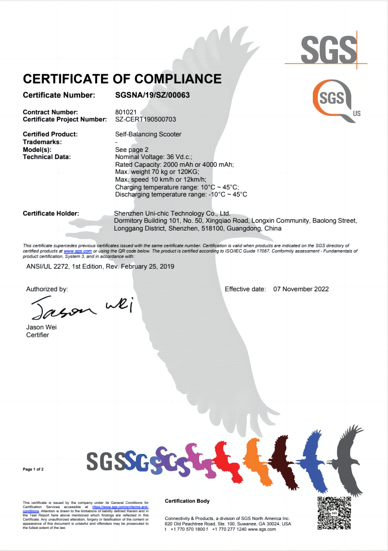 Shenzhen Uni-chic Technology Co., Ltdcertification