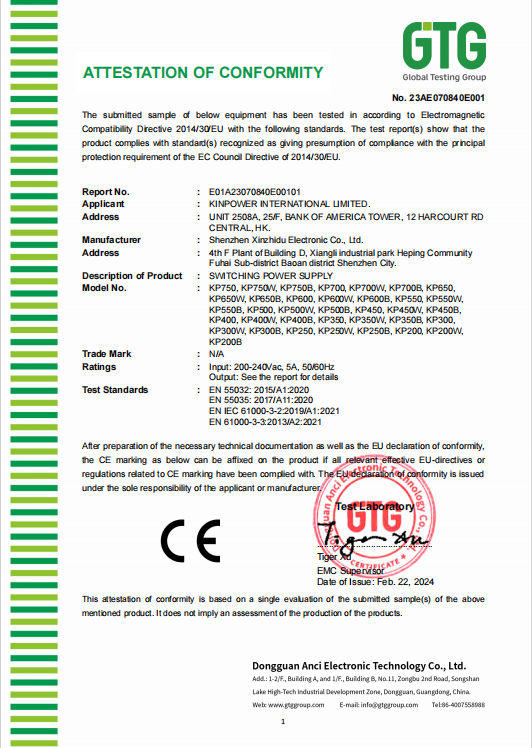 Kinpower International Ltdcertification