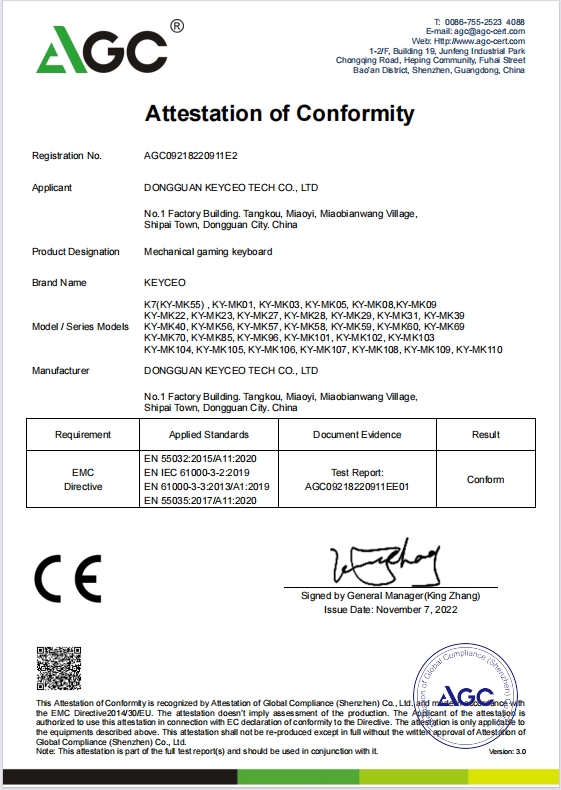 Shenzhen Keyceo Tech Co., Limitedcertification
