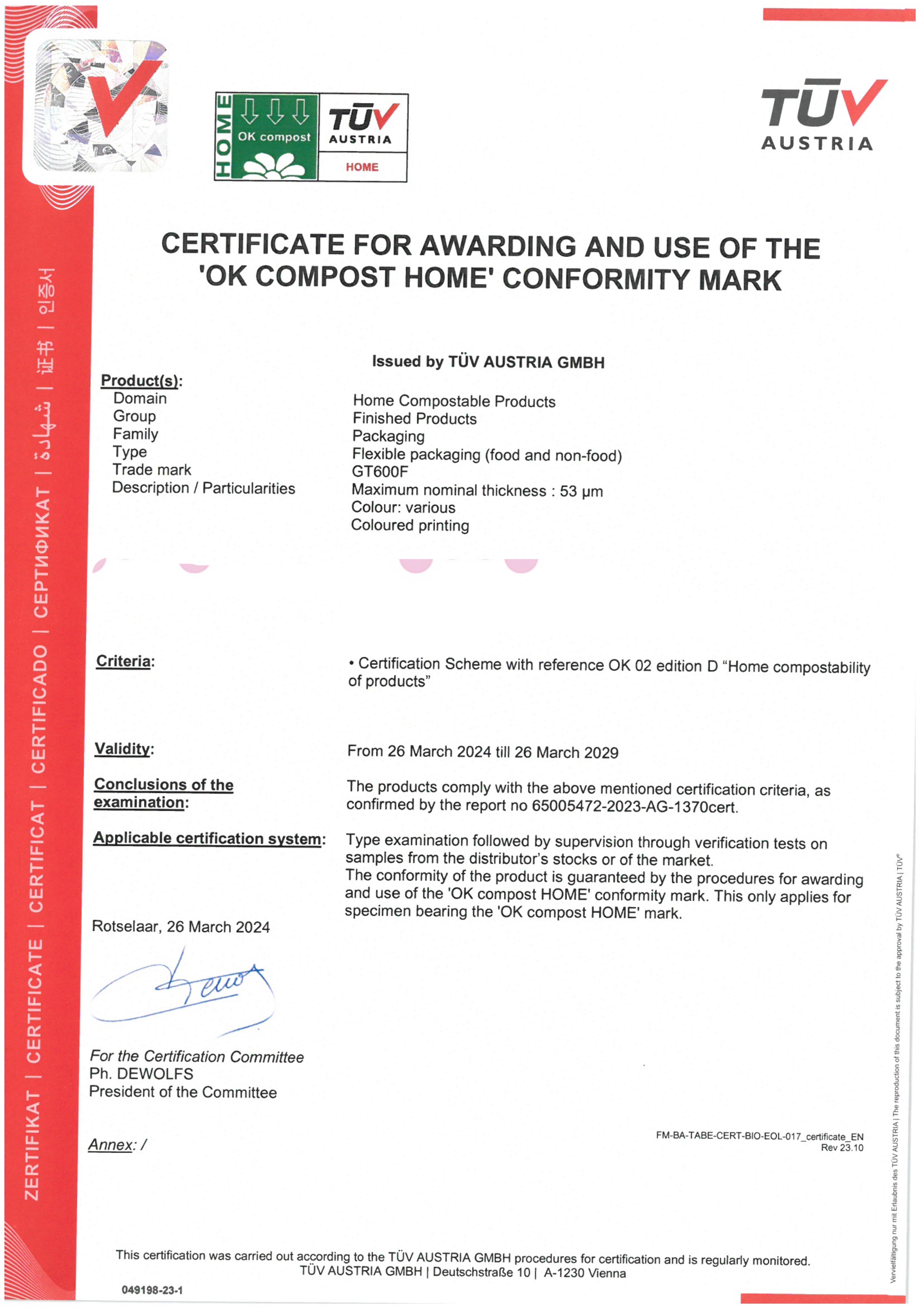 Shandong Sincere Hygiene Product Co.,ltdcertification