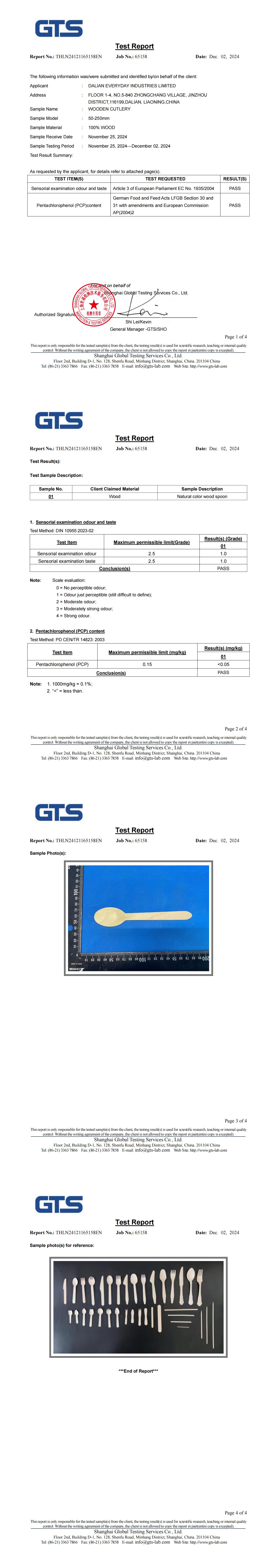 Dalian Everyday Industries Limitedcertification