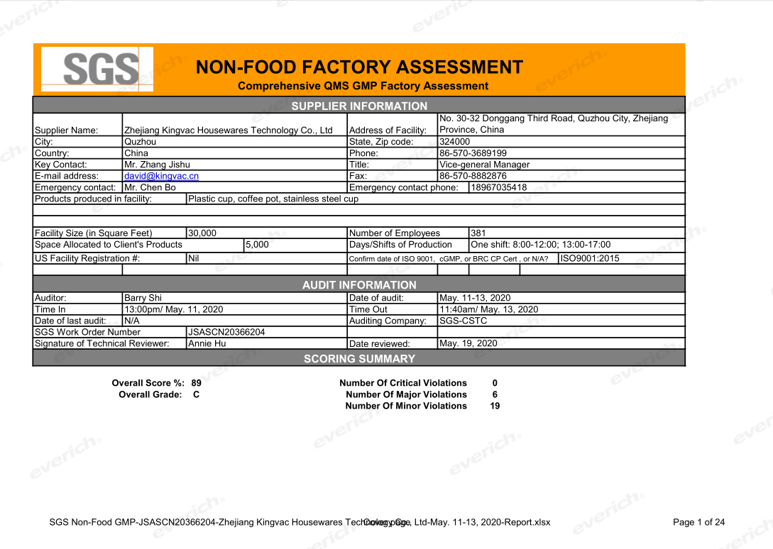 Everich and Tomic Housewares Co., Ltdcertification