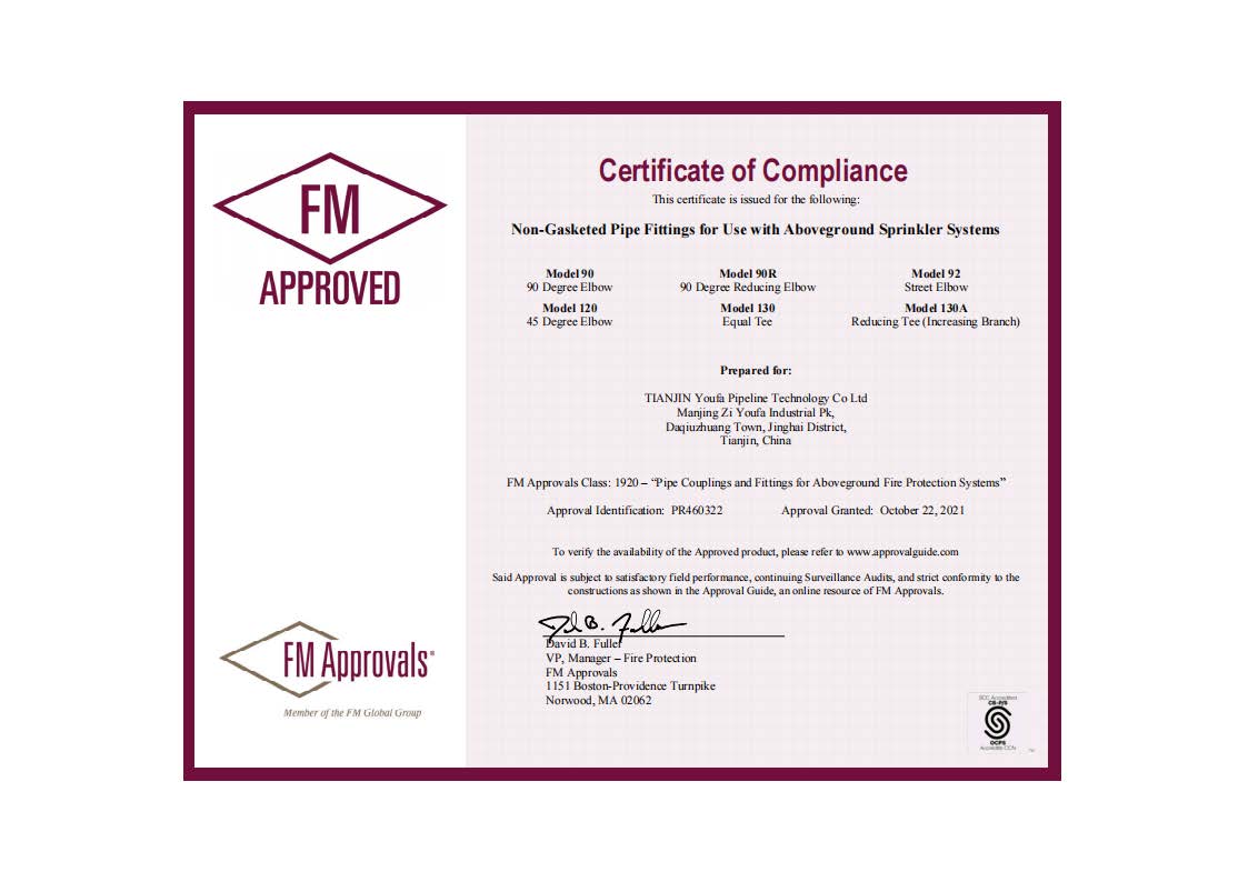 Tianjin Youfa International Trade Co. Ltdcertification