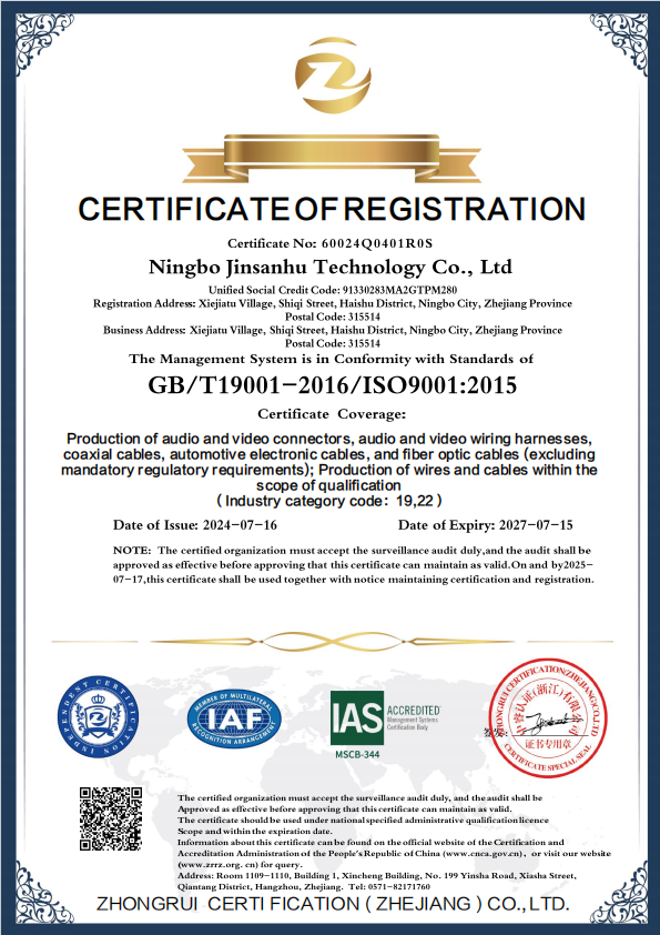 ABCCABLS TECHNOLOGY NINGBO CO,LTDcertification