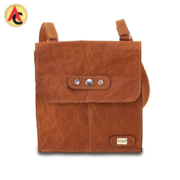 Sling bag created from water-resistant handmade paper