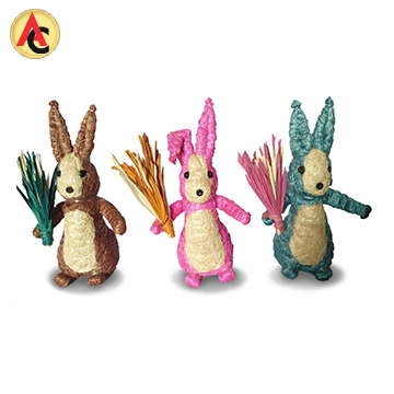 Bunny figurines made from abaca fiber