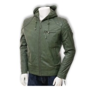 Hooded leather jacket