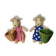 Bunny figurines created from abaca fiber